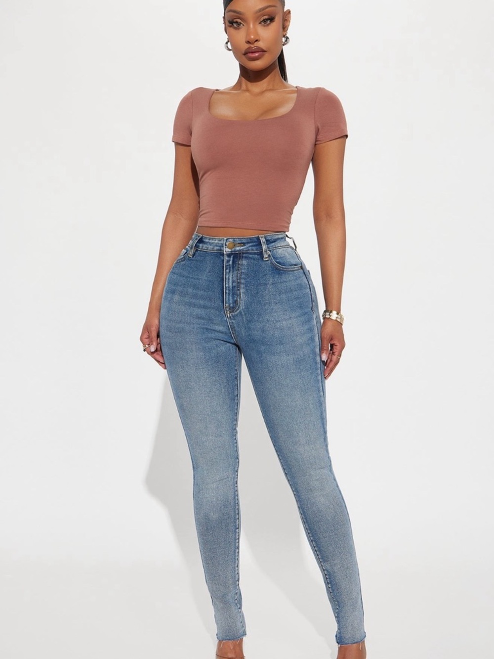 Fashion Nova Mid-Rise Skinny Jeans in Light Blue